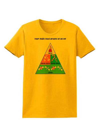 Four Main Food Groups of an Elf - Christmas Womens T-Shirt-Womens T-Shirt-TooLoud-Gold-X-Small-Davson Sales