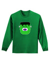 Frankenstein Face Halloween Adult Long Sleeve Dark T-Shirt-TooLoud-Kelly-Green-Small-Davson Sales