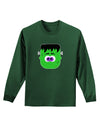 Frankenstein Face Halloween Adult Long Sleeve Dark T-Shirt-TooLoud-Dark-Green-Small-Davson Sales