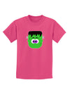 Frankenstein Face Halloween Childrens Dark T-Shirt-Childrens T-Shirt-TooLoud-Sangria-X-Small-Davson Sales