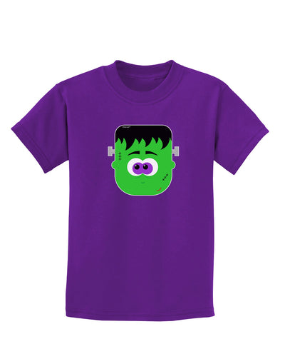 Frankenstein Face Halloween Childrens Dark T-Shirt-Childrens T-Shirt-TooLoud-Purple-X-Small-Davson Sales