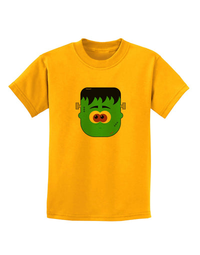 Frankenstein Face Halloween Childrens T-Shirt-Childrens T-Shirt-TooLoud-Gold-X-Small-Davson Sales