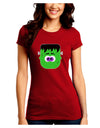 Frankenstein Face Halloween Juniors Crew Dark T-Shirt-T-Shirts Juniors Tops-TooLoud-Red-Juniors Fitted Small-Davson Sales