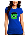 Frankenstein Face Halloween Juniors Crew Dark T-Shirt-T-Shirts Juniors Tops-TooLoud-Royal-Blue-Juniors Fitted Small-Davson Sales