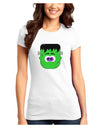 Frankenstein Face Halloween Juniors T-Shirt-Womens Juniors T-Shirt-TooLoud-White-Juniors Fitted XS-Davson Sales