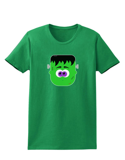 Frankenstein Face Halloween Womens Dark T-Shirt-TooLoud-Kelly-Green-X-Small-Davson Sales