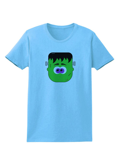 Frankenstein Face Halloween Womens T-Shirt-Womens T-Shirt-TooLoud-Aquatic-Blue-X-Small-Davson Sales