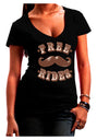 Free Mustache Rides Juniors V-Neck Dark T-Shirt-Womens V-Neck T-Shirts-TooLoud-Black-Juniors Fitted Small-Davson Sales