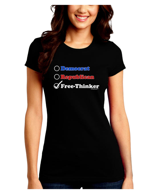 Free Thinker Checklist Juniors Petite Crew Dark T-Shirt-T-Shirts Juniors Tops-TooLoud-Black-Juniors Fitted Small-Davson Sales