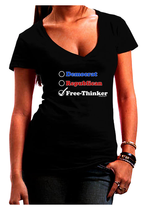 Free Thinker Checklist Womens V-Neck Dark T-Shirt-Womens V-Neck T-Shirts-TooLoud-Black-Juniors Fitted Small-Davson Sales