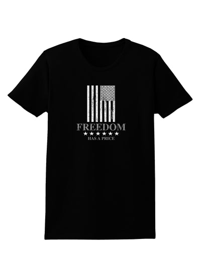 Freedom Flag BnW Womens Dark T-Shirt-TooLoud-Black-X-Small-Davson Sales