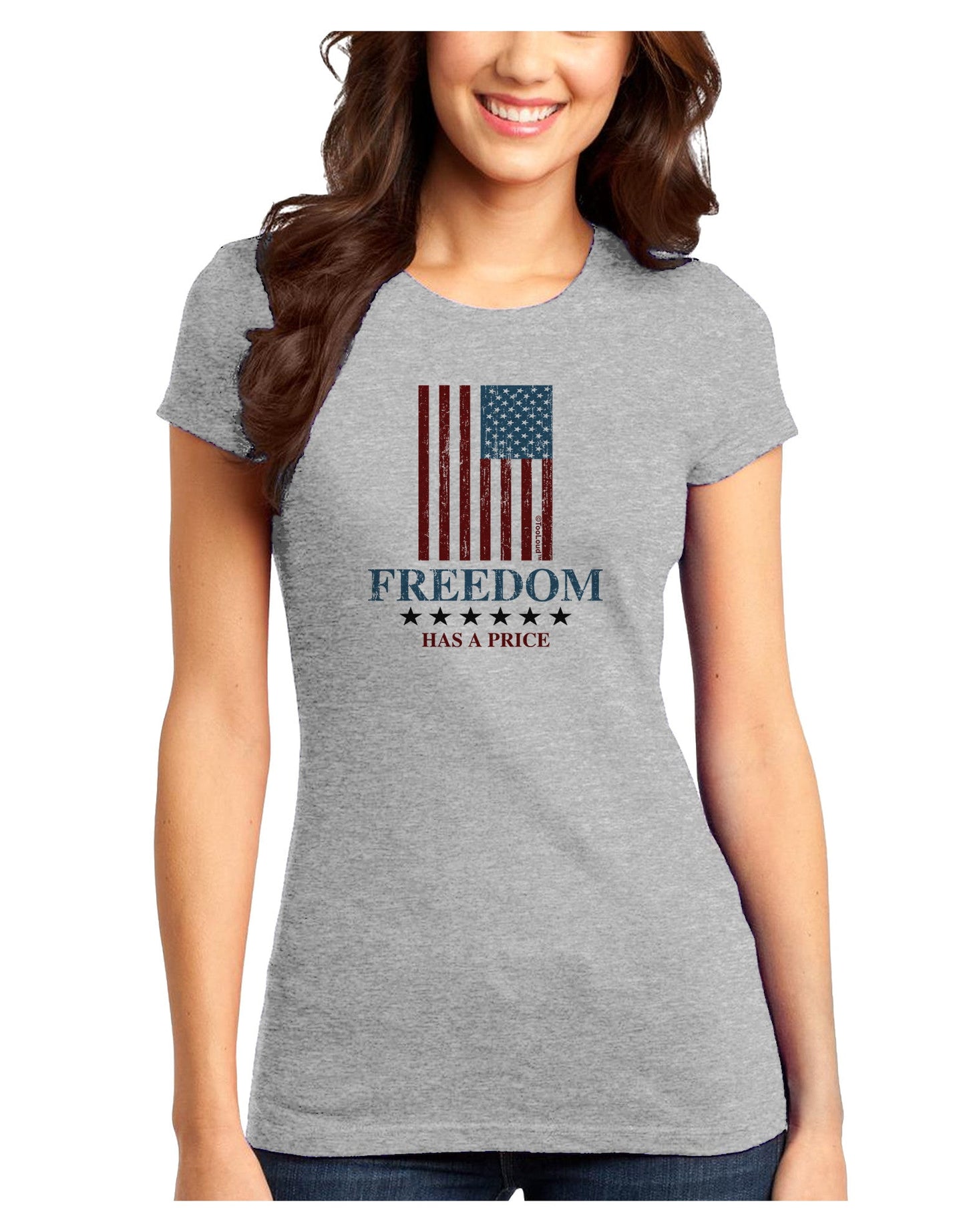 Freedom Flag Color Juniors T-Shirt-Womens Juniors T-Shirt-TooLoud-Ash-Gray-Juniors Fitted X-Small-Davson Sales