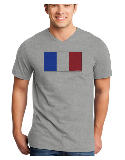 French Flag - France Adult V-Neck T-shirt by TooLoud-Mens V-Neck T-Shirt-TooLoud-HeatherGray-Small-Davson Sales