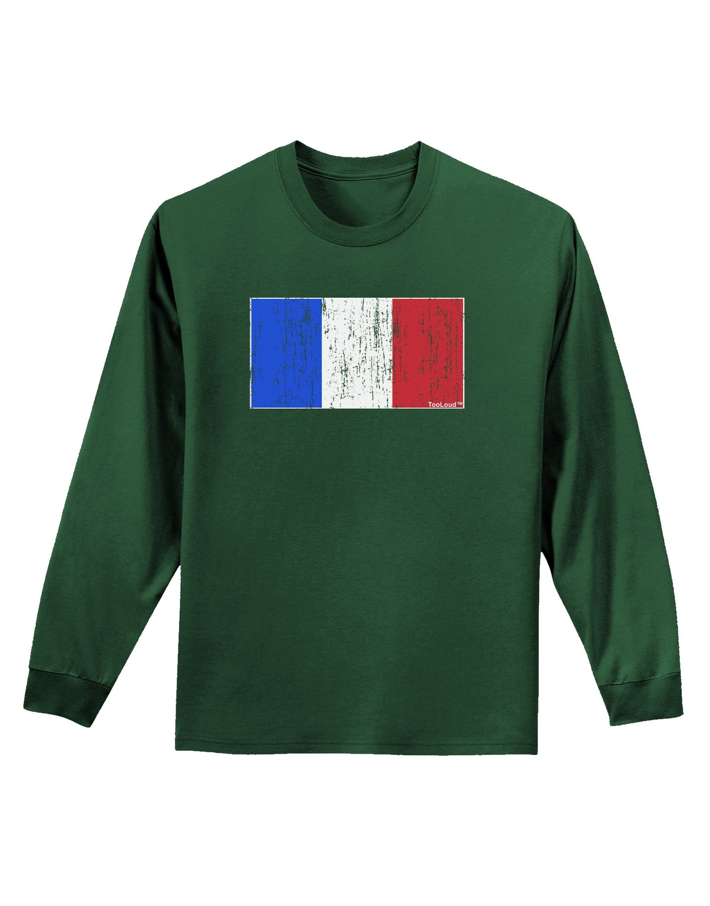 French Flag - France Distressed Adult Long Sleeve Dark T-Shirt by TooLoud-TooLoud-Dark-Green-Small-Davson Sales