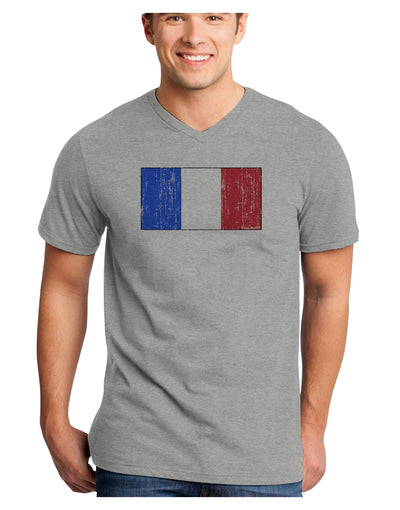 French Flag - France Distressed Adult V-Neck T-shirt by TooLoud-Mens V-Neck T-Shirt-TooLoud-HeatherGray-Small-Davson Sales