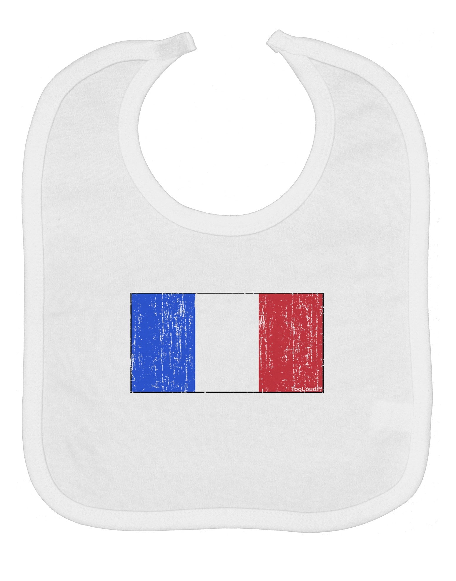 French Flag - France Distressed Baby Bib by TooLoud