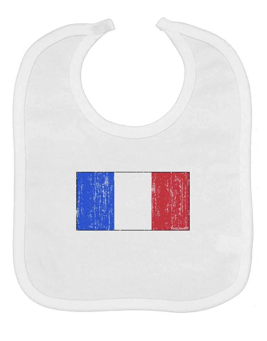 French Flag - France Distressed Baby Bib by TooLoud