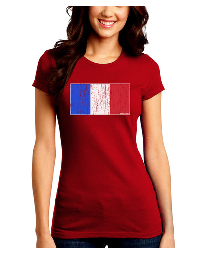 French Flag - France Distressed Juniors Crew Dark T-Shirt by TooLoud-T-Shirts Juniors Tops-TooLoud-Red-Juniors Fitted Small-Davson Sales