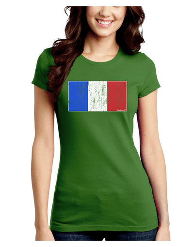 French Flag - France Distressed Juniors Crew Dark T-Shirt by TooLoud-T-Shirts Juniors Tops-TooLoud-Kiwi-Green-Juniors Fitted X-Small-Davson Sales