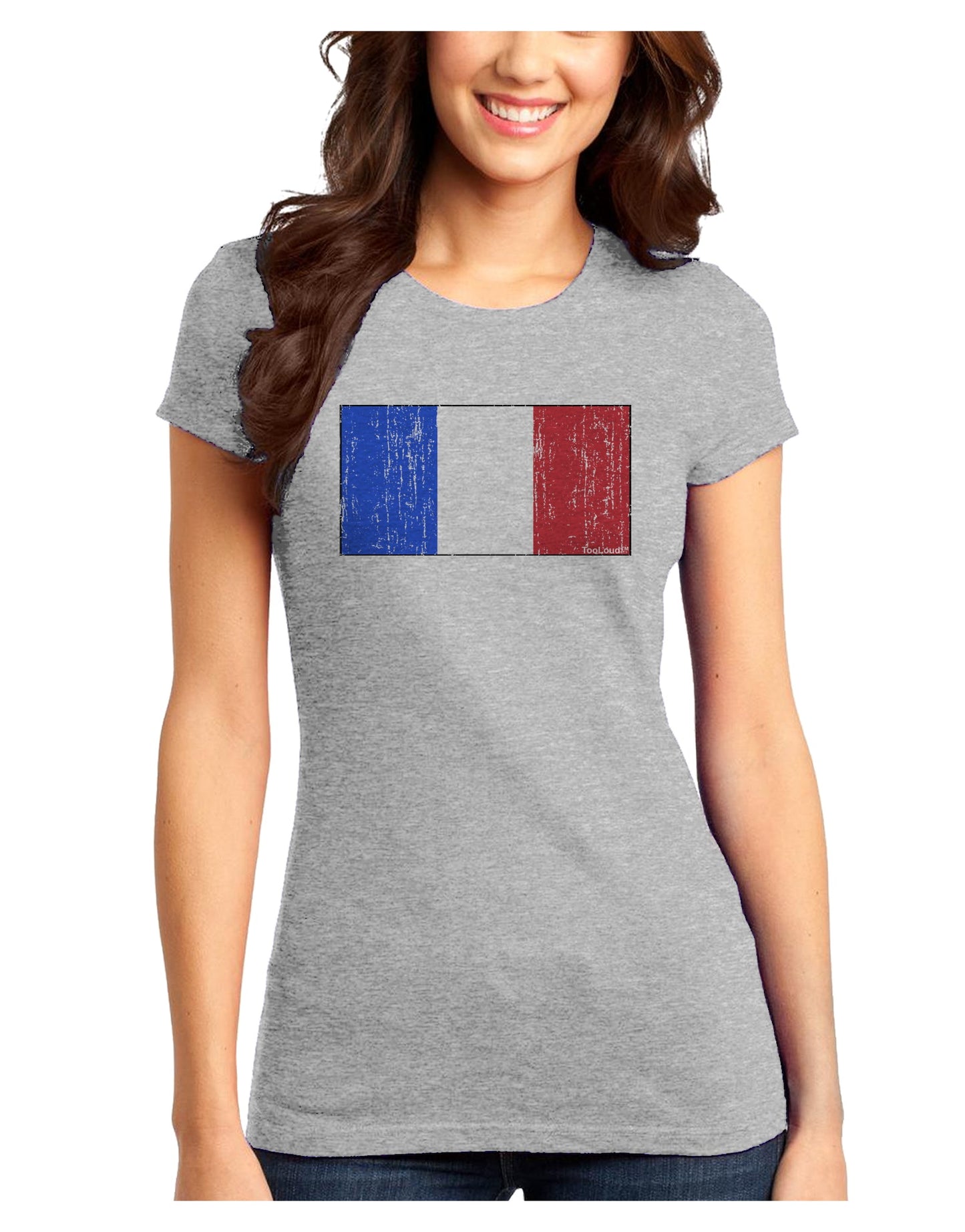 French Flag - France Distressed Juniors T-Shirt by TooLoud-Womens Juniors T-Shirt-TooLoud-Ash-Gray-Juniors Fitted X-Small-Davson Sales