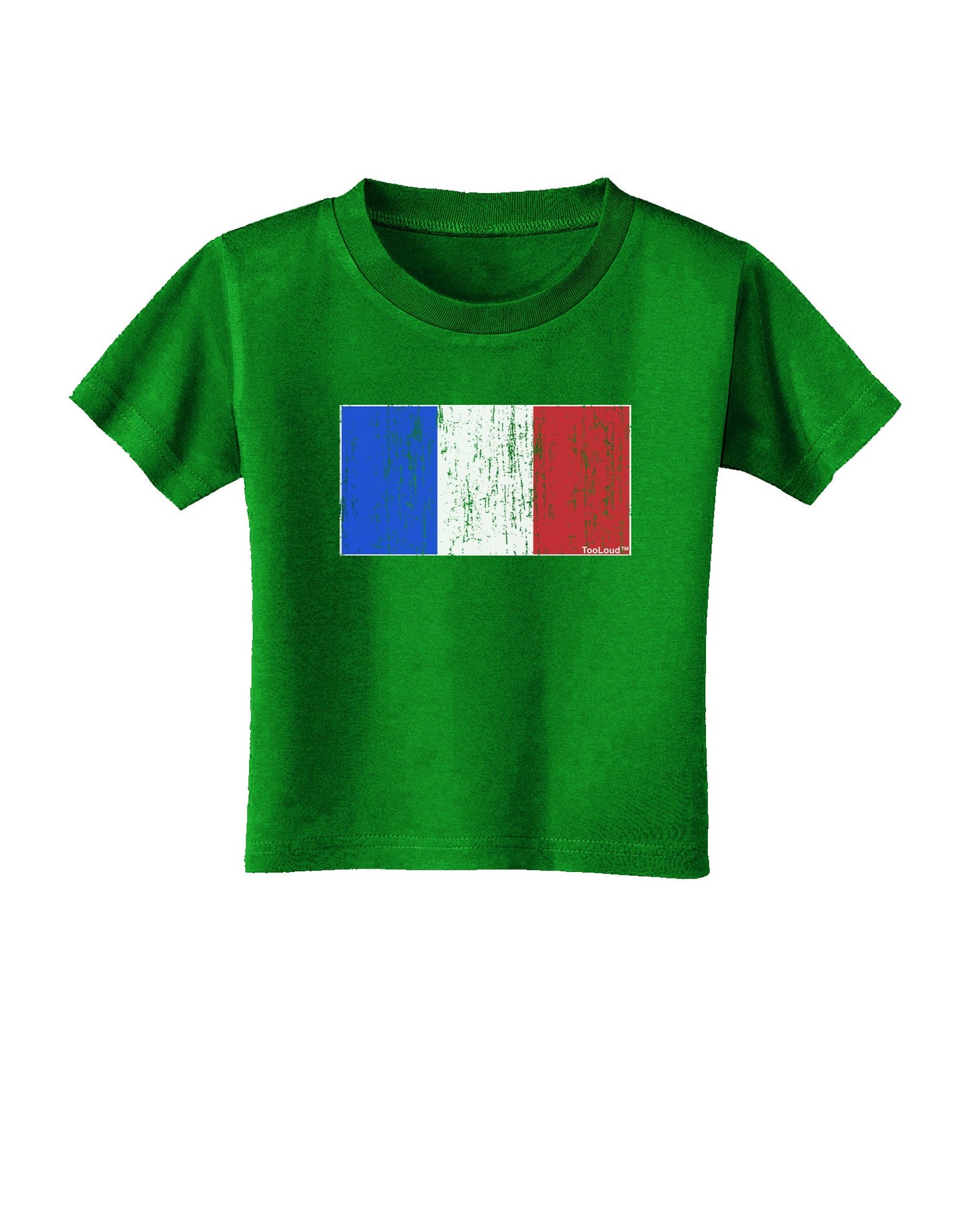 French Flag - France Distressed Toddler T-Shirt Dark by TooLoud-Toddler T-Shirt-TooLoud-Clover-Green-2T-Davson Sales