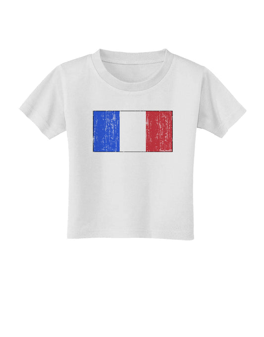 French Flag - France Distressed Toddler T-Shirt by TooLoud-Toddler T-Shirt-TooLoud-White-2T-Davson Sales