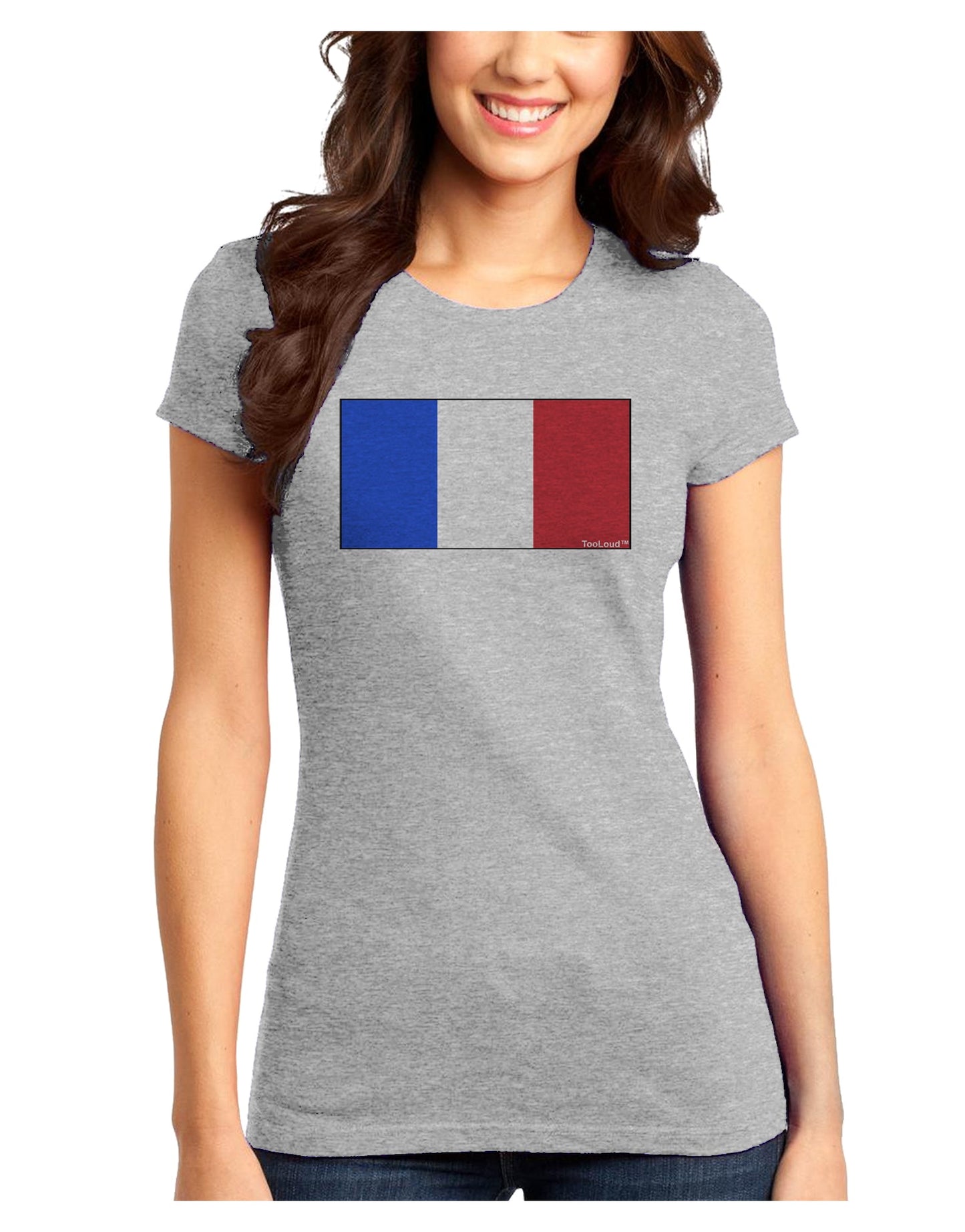 French Flag - France Juniors T-Shirt by TooLoud-Womens Juniors T-Shirt-TooLoud-Ash-Gray-Juniors Fitted X-Small-Davson Sales