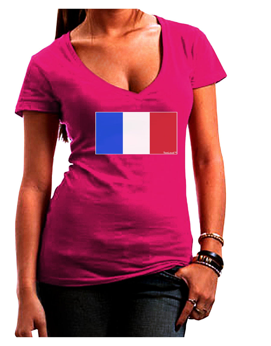 French Flag - France Juniors V-Neck Dark T-Shirt by TooLoud-Womens V-Neck T-Shirts-TooLoud-Black-Juniors Fitted Small-Davson Sales