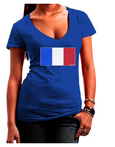 French Flag - France Juniors V-Neck Dark T-Shirt by TooLoud-Womens V-Neck T-Shirts-TooLoud-Royal-Blue-Juniors Fitted Small-Davson Sales