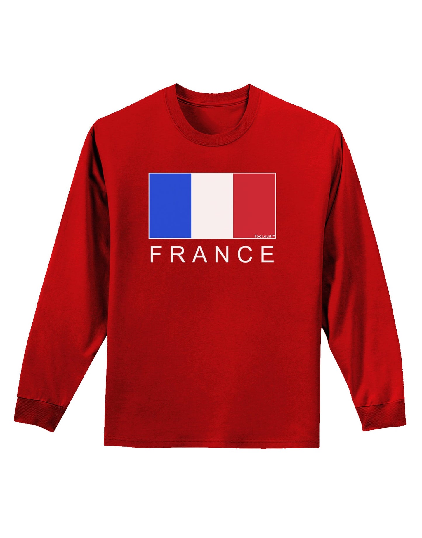 French Flag - France Text Adult Long Sleeve Dark T-Shirt by TooLoud-TooLoud-Red-Small-Davson Sales