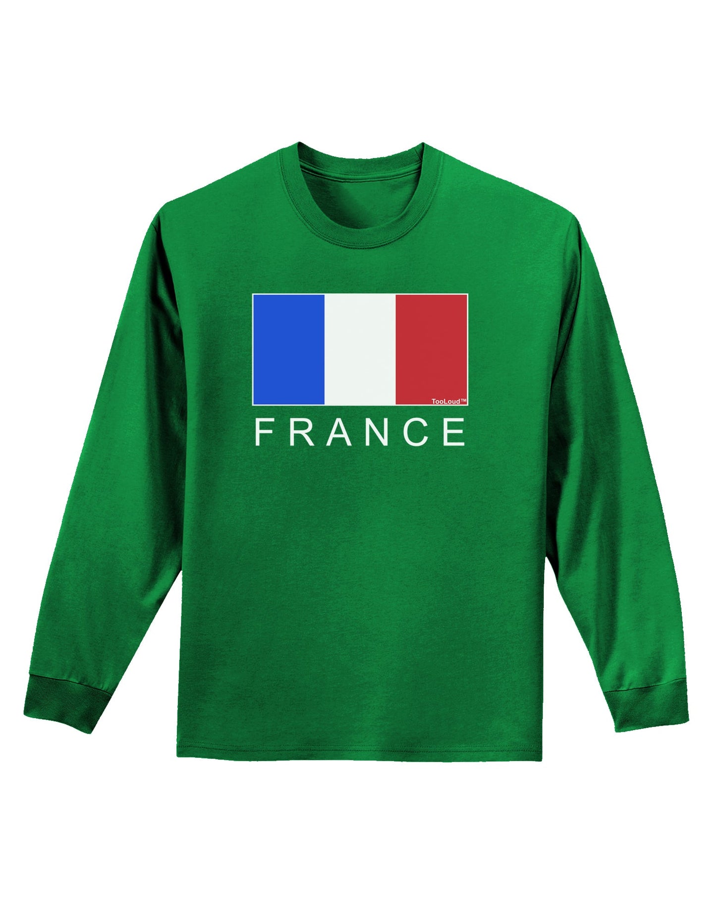 French Flag - France Text Adult Long Sleeve Dark T-Shirt by TooLoud-TooLoud-Kelly-Green-Small-Davson Sales