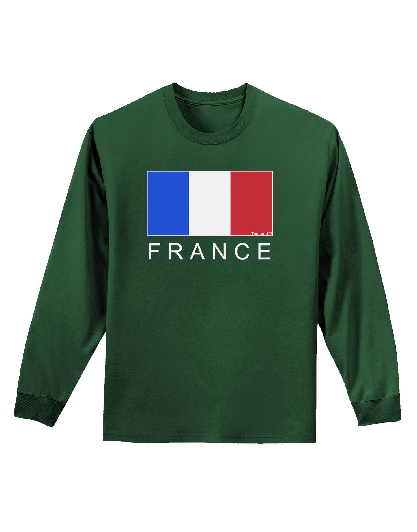 French Flag - France Text Adult Long Sleeve Dark T-Shirt by TooLoud-TooLoud-Dark-Green-Small-Davson Sales
