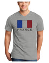 French Flag - France Text Adult V-Neck T-shirt by TooLoud-Mens V-Neck T-Shirt-TooLoud-HeatherGray-Small-Davson Sales