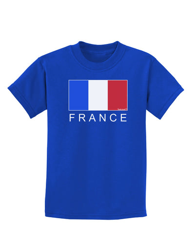 French Flag - France Text Childrens Dark T-Shirt by TooLoud-Childrens T-Shirt-TooLoud-Royal-Blue-X-Small-Davson Sales