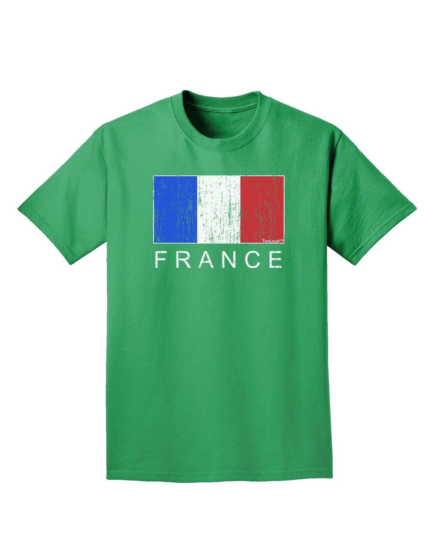 French Flag - France Text Distressed Adult Dark T-Shirt by TooLoud-Mens T-Shirt-TooLoud-Kelly-Green-Small-Davson Sales