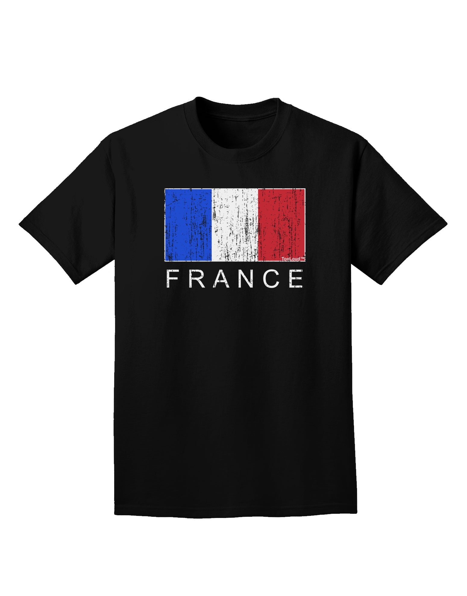 French Flag - France Text Distressed Adult Dark T-Shirt by TooLoud-Mens T-Shirt-TooLoud-Black-Small-Davson Sales
