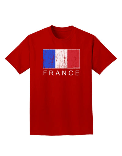 French Flag - France Text Distressed Adult Dark T-Shirt by TooLoud