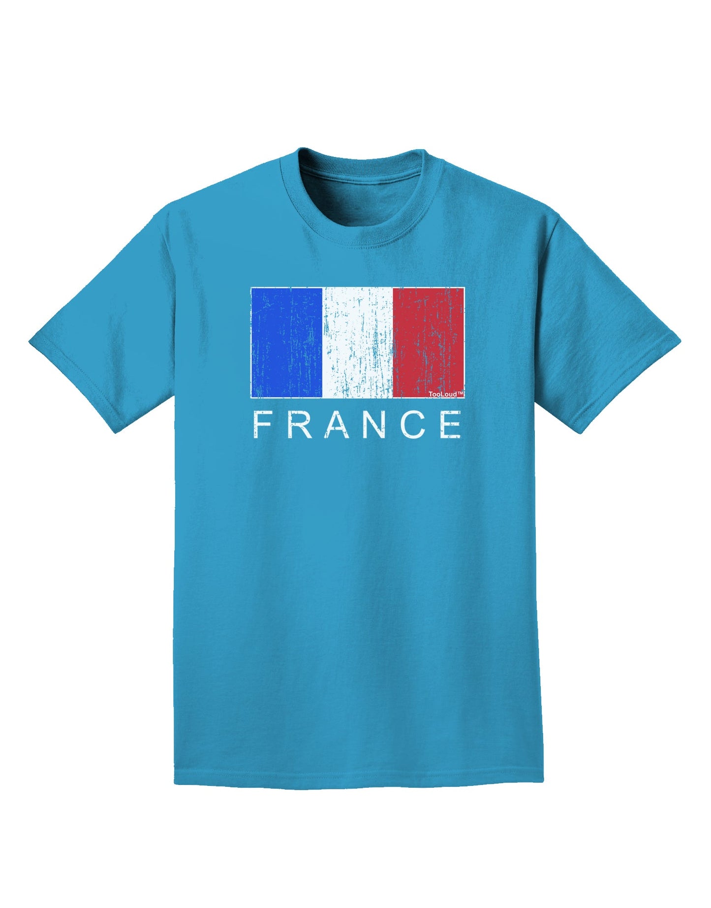 French Flag - France Text Distressed Adult Dark T-Shirt by TooLoud-Mens T-Shirt-TooLoud-Turquoise-Small-Davson Sales