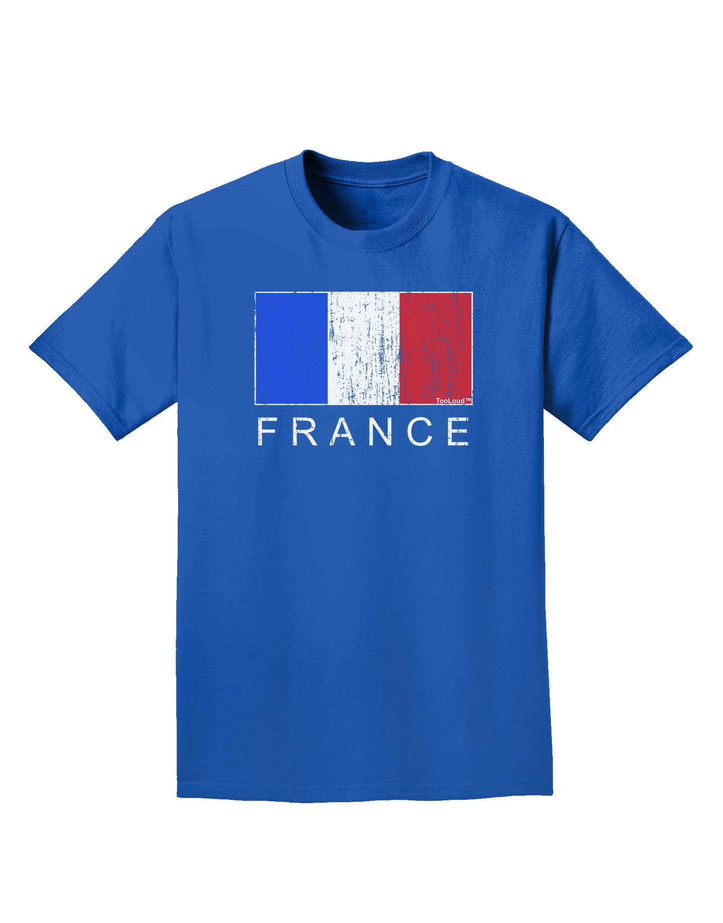French Flag - France Text Distressed Adult Dark T-Shirt by TooLoud-Mens T-Shirt-TooLoud-Royal-Blue-Small-Davson Sales