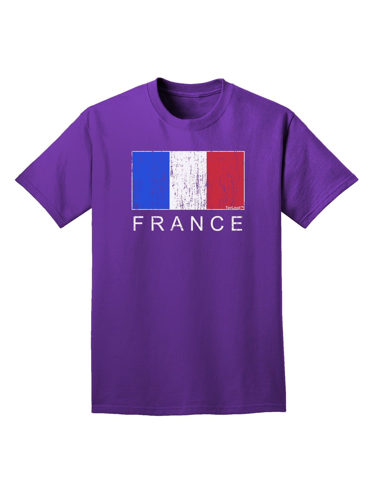 French Flag - France Text Distressed Adult Dark T-Shirt by TooLoud-Mens T-Shirt-TooLoud-Purple-Small-Davson Sales