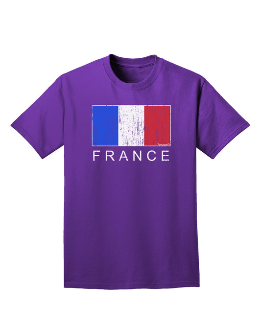 French Flag - France Text Distressed Adult Dark T-Shirt by TooLoud-Mens T-Shirt-TooLoud-Purple-Small-Davson Sales