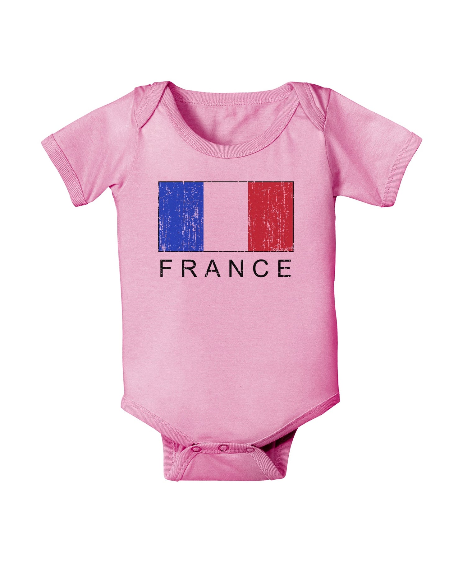 French Flag - France Text Distressed Baby Romper Bodysuit by TooLoud-Baby Romper-TooLoud-Light-Pink-06-Months-Davson Sales