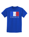 French Flag - France Text Distressed Childrens Dark T-Shirt by TooLoud-Childrens T-Shirt-TooLoud-Royal-Blue-X-Small-Davson Sales