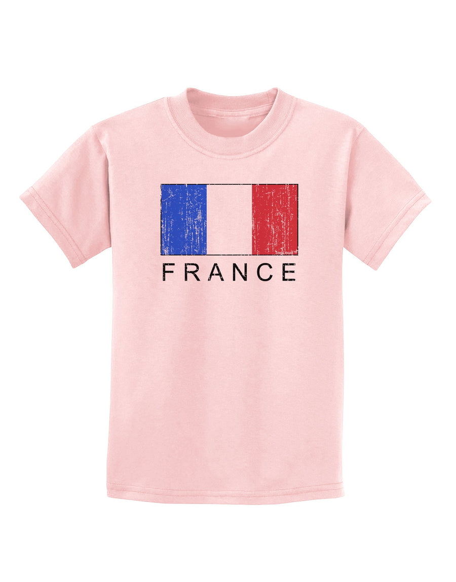 French Flag - France Text Distressed Childrens T-Shirt by TooLoud-Childrens T-Shirt-TooLoud-White-X-Small-Davson Sales