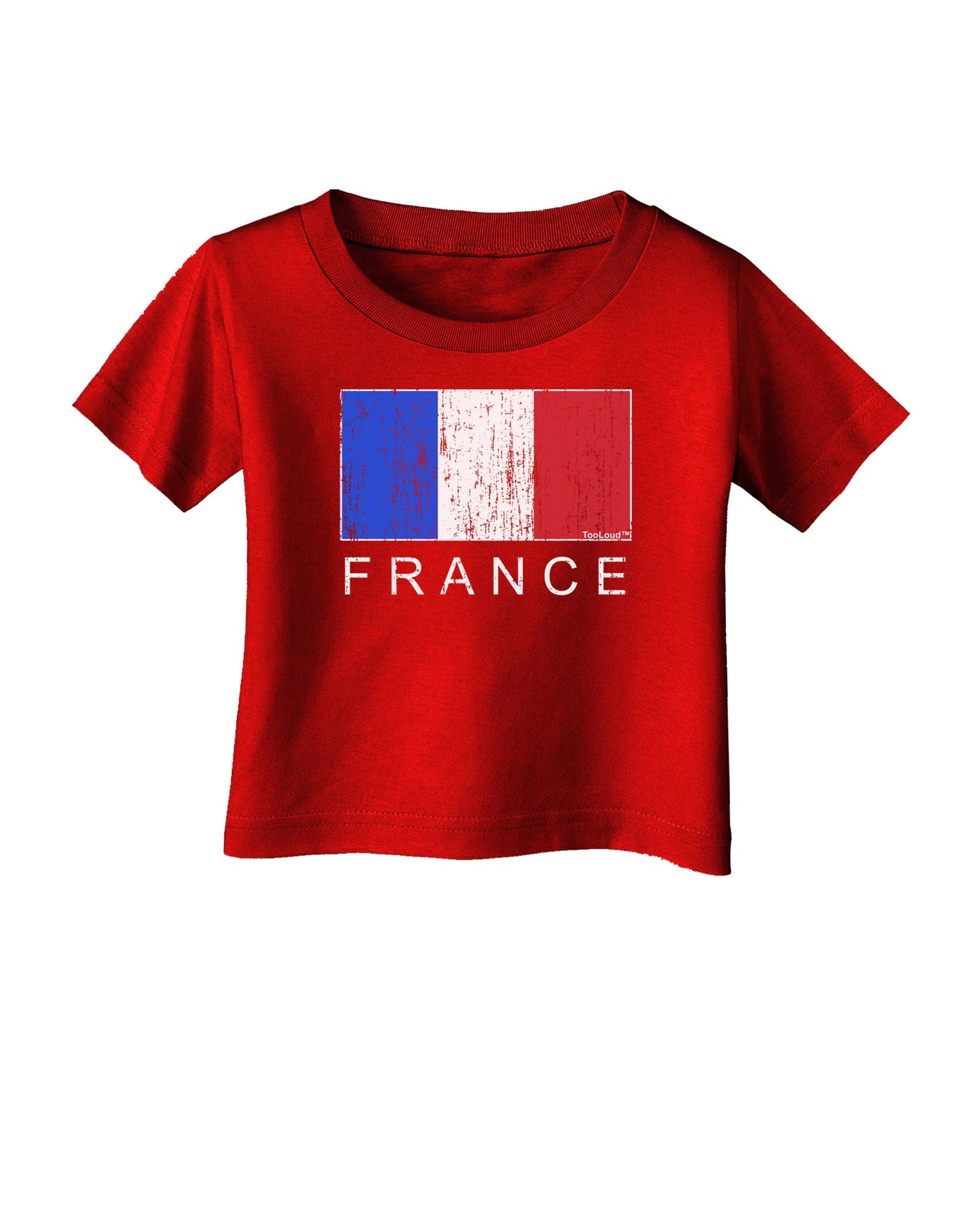French Flag - France Text Distressed Infant T-Shirt Dark by TooLoud-Infant T-Shirt-TooLoud-Red-06-Months-Davson Sales