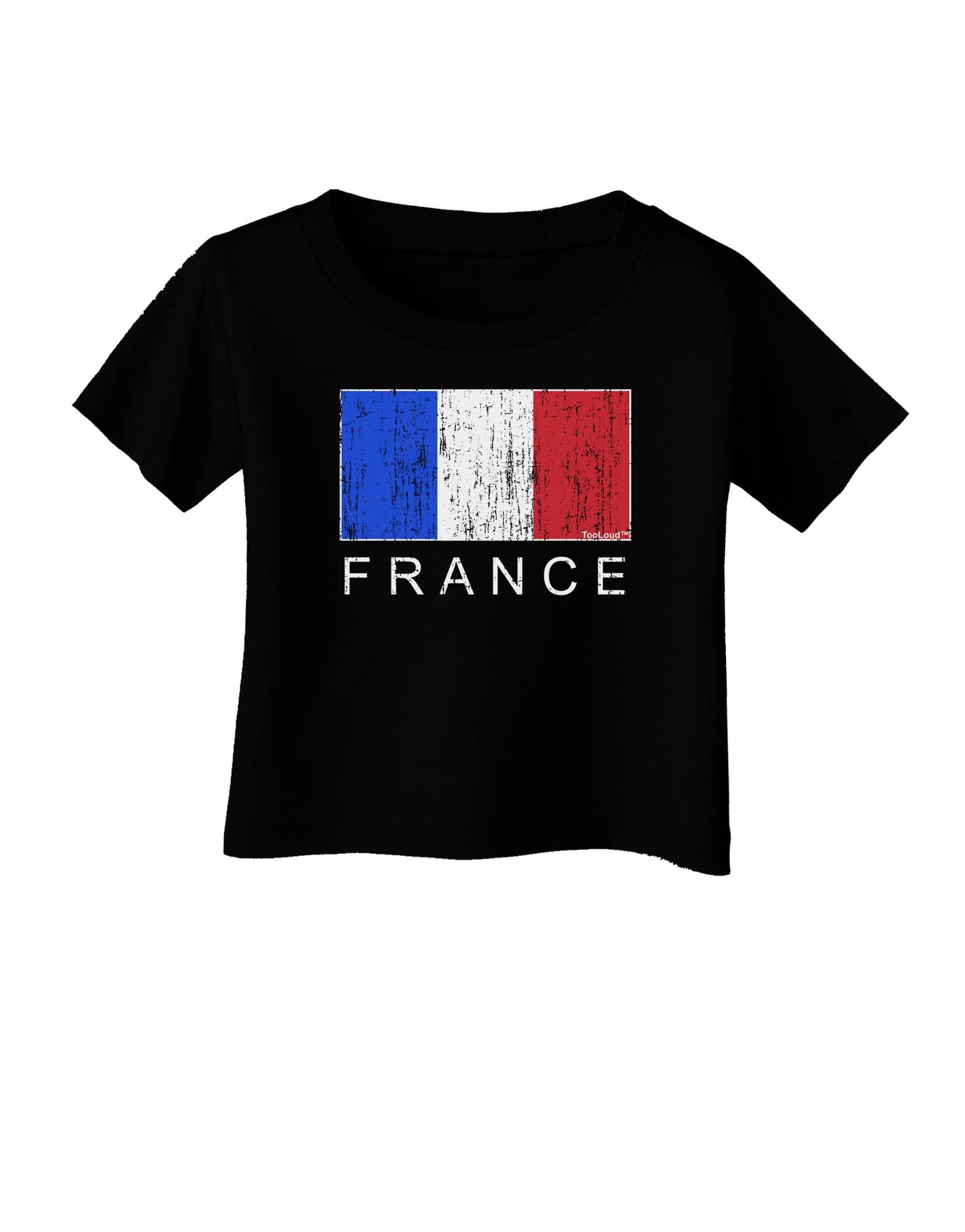French Flag - France Text Distressed Infant T-Shirt Dark by TooLoud-Infant T-Shirt-TooLoud-Black-06-Months-Davson Sales