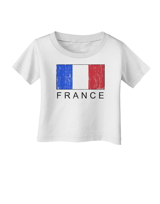 French Flag - France Text Distressed Infant T-Shirt by TooLoud-Infant T-Shirt-TooLoud-White-06-Months-Davson Sales