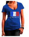 French Flag - France Text Distressed Juniors V-Neck Dark T-Shirt by TooLoud-Womens V-Neck T-Shirts-TooLoud-Royal-Blue-Juniors Fitted Small-Davson Sales