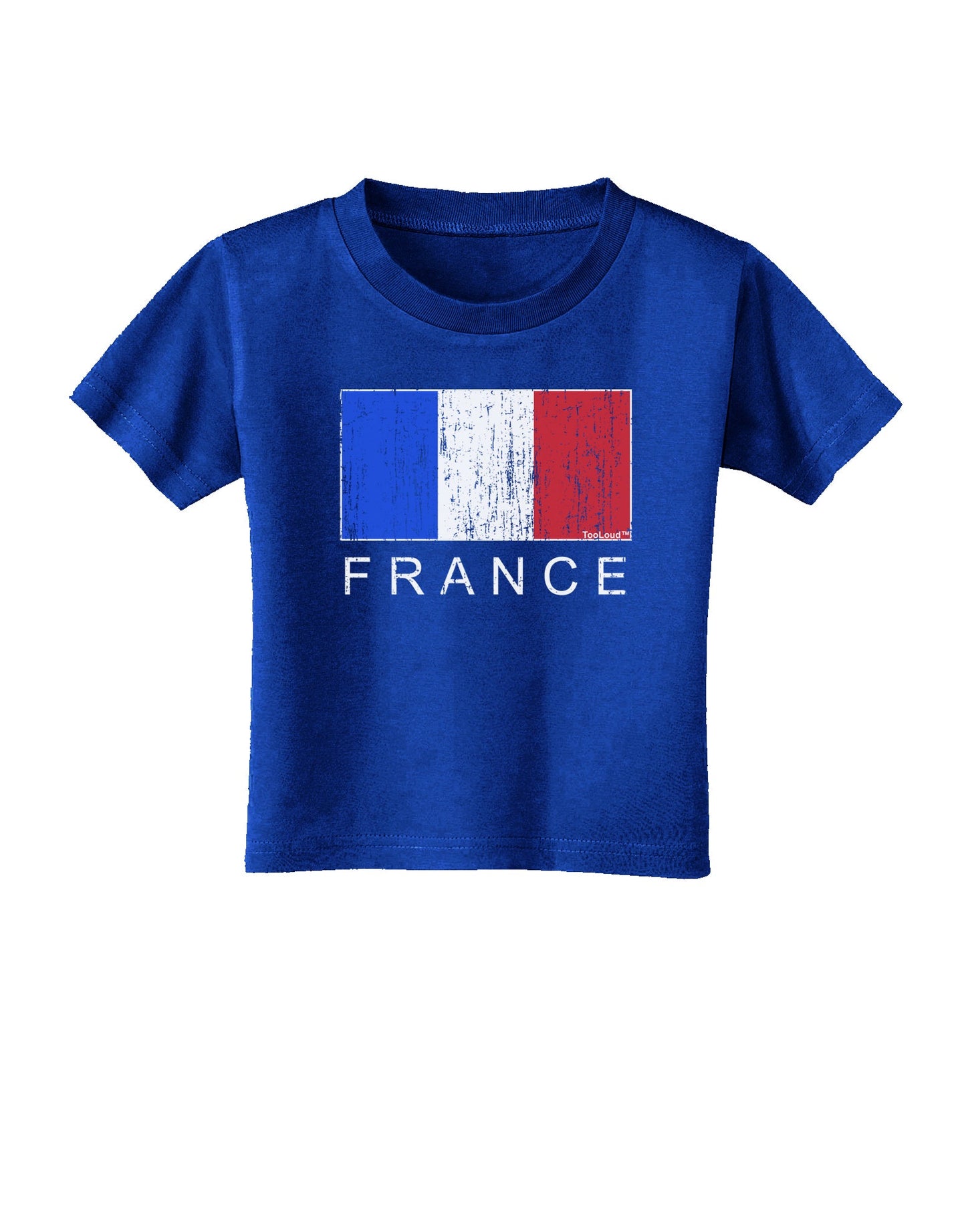 French Flag - France Text Distressed Toddler T-Shirt Dark by TooLoud-Toddler T-Shirt-TooLoud-Royal-Blue-2T-Davson Sales