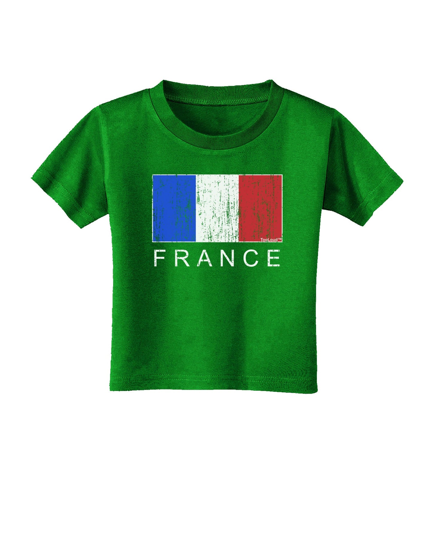 French Flag - France Text Distressed Toddler T-Shirt Dark by TooLoud-Toddler T-Shirt-TooLoud-Clover-Green-2T-Davson Sales